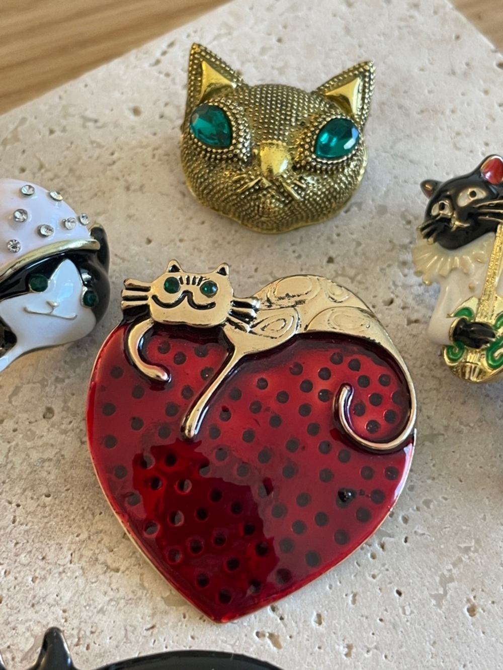 Cat Brooch Bundle Black Cat Heart Whimsical Coquette Cute Animal Jewelry Set - Picture 3 of 7
